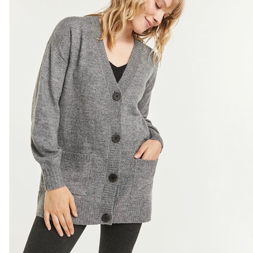 Button Up V Neck Cardigan with Balloon Sleeves. Never worn!